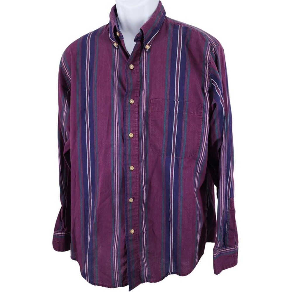 Vintage Johnathan Stewart Striped Button Down Shirt Cotton Blend Large 90's